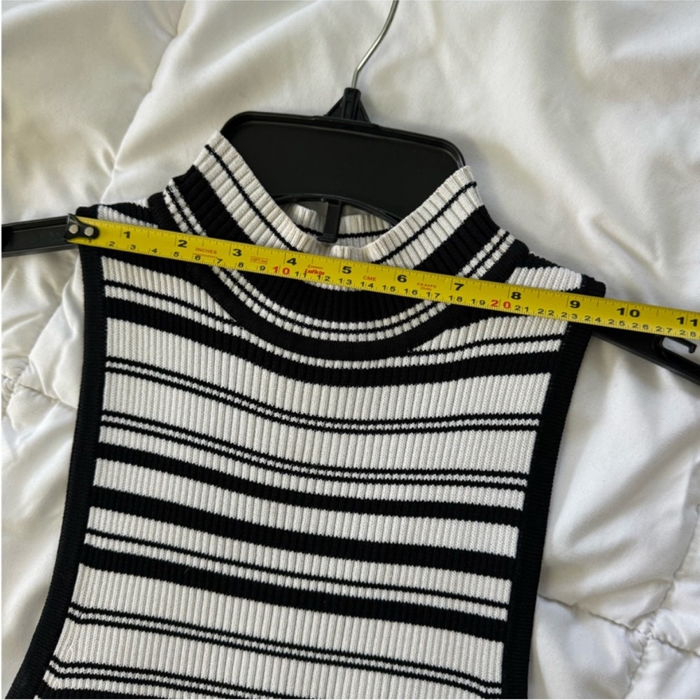 bebe Black White Stripe Mock Neck Bodycon Midi Dress Minimal 90s Chic Small‎ - Picture 12 of 16
